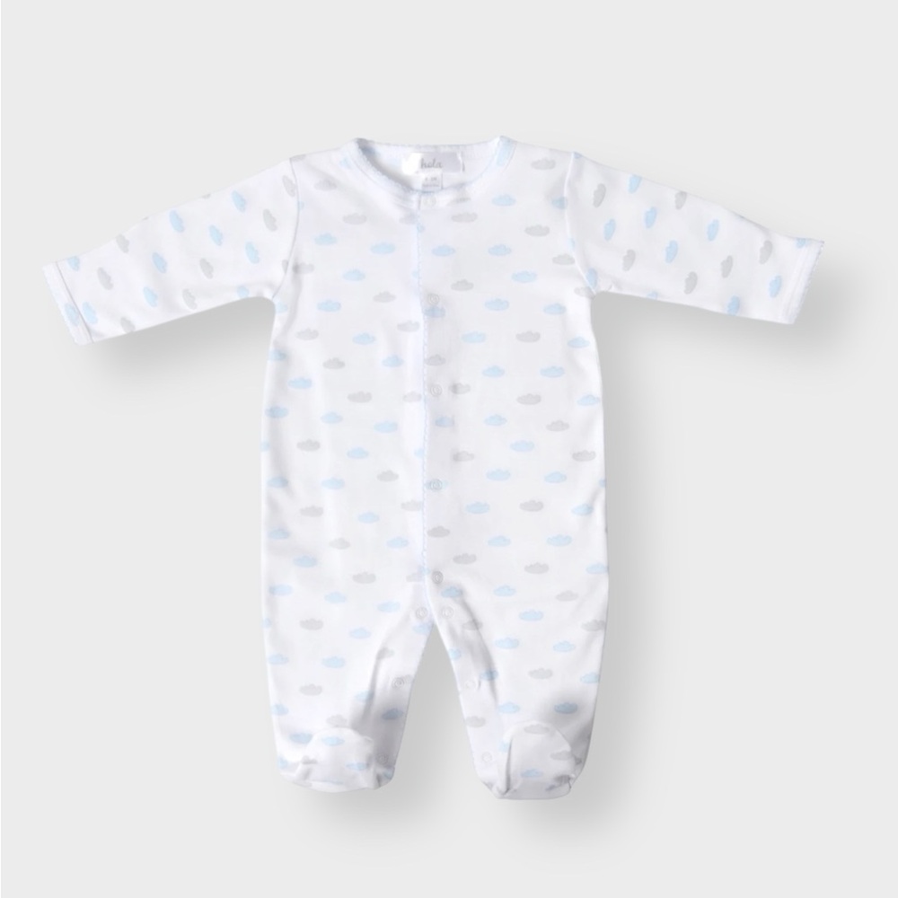 Footie Pima Cotton Footed Sleeper Pajama Boys Playsuit Blue Outfit HOLA BABY